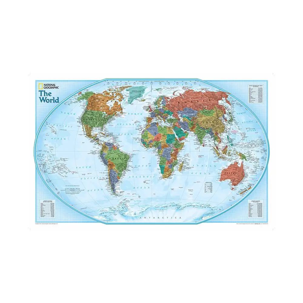 Карта мира Нетканая водонепроницаемая карта без национального флага для