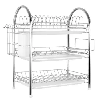 

Dish Rack Drain Household Dishwashing Dishes Storage Rack Kitchen Rack Stainless Steel Color Control Water Dish Rack