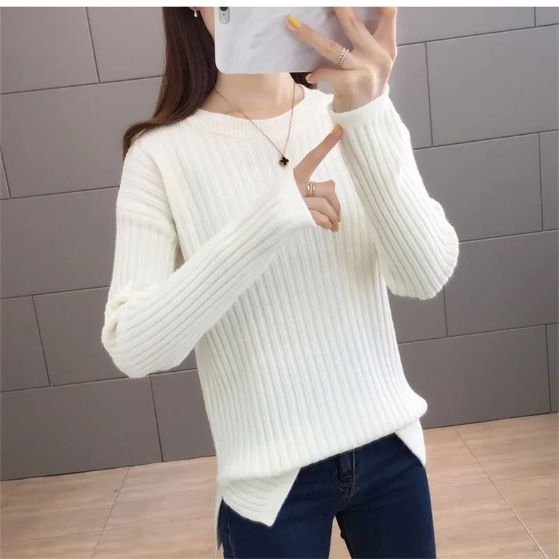 

Six Colors Solid O-Neck Warm Winter Women Pull Femme Knitted Sweater Pullover New 2019 Loose Sueter Mujer Female Jumper