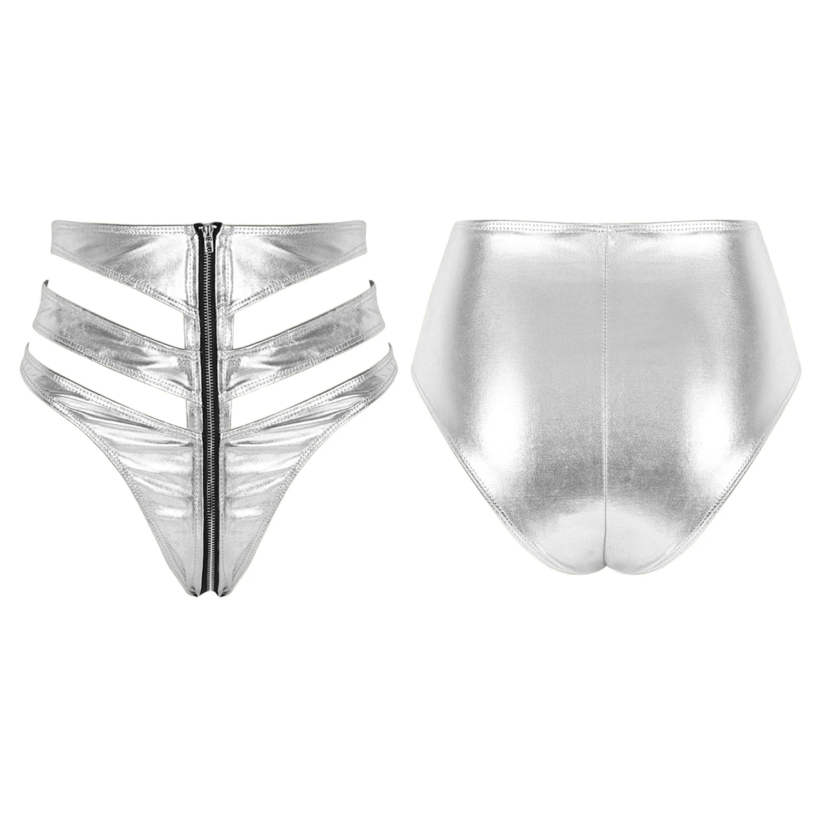 Silver Женские блестящие латексные шорты, женские открытые короткие штаны на молнии спереди, Мини Популярные шорты, Клубная одежда, Одежда для танцев на шесте, костюм - Цвет: Silver