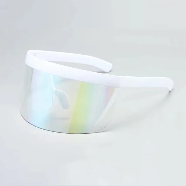 SO&EI Oversized Anti-Peeping One Piece Rimless Sunglasses Men Fashion Outdoor Sports Windproof Goggles Women UV Mask Sun Glasses White clear green