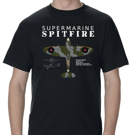 Summer Tops For Man Supermarine Spitfire Color Blueprint Men T-Shirt O Neck Tee Shirt Short Sleeve |