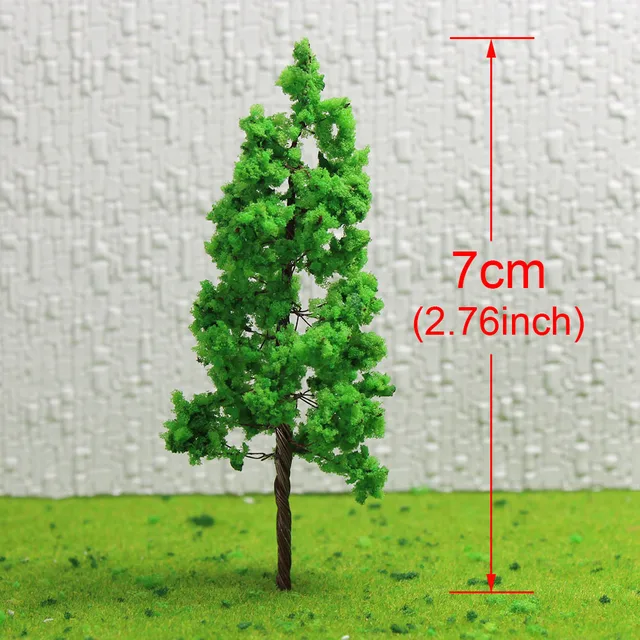 20pcs/40pcs/80pcs TT Scale Model Trees 7cm 1:100 Iron Wire Green Trees Train Layout Set D7027