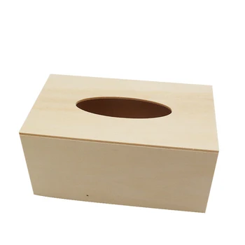 

Lightweight Durable Water Resistance Accessory White Blank Kids Decoration Solid Wood Tissue Box Rectangle Dustproof Craft Home