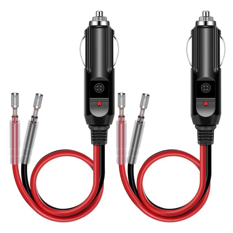 2Pcs Car Fused Cigarette Lighter Male Plug Replacement 12V Cigarette