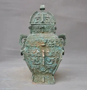 

wedding decoration Shang Zhou Dynasty Bronze Ware beast pattern Wineware Zun Bottle Pot Jar Statue