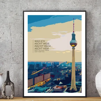 

Berlin Germany Place and Quotation Abstract Nordic Vintage Landscape Art Canvas Poster Home Wall Decor (No Frame)