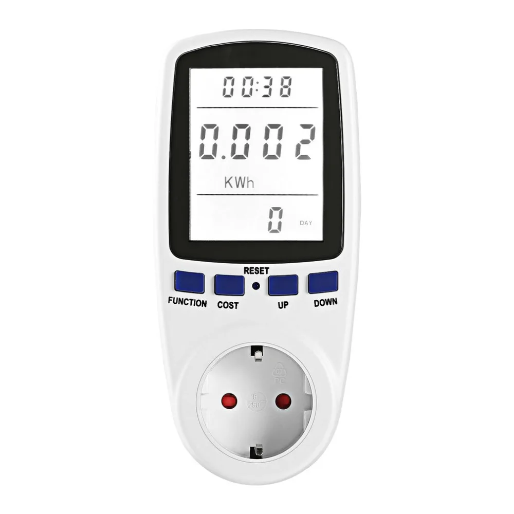 230V 50Hz LCD Digital Wattmeter Current Frequency Voltage Meter With Backlight Power Meter Tester Monitor Analyzer EU Plug