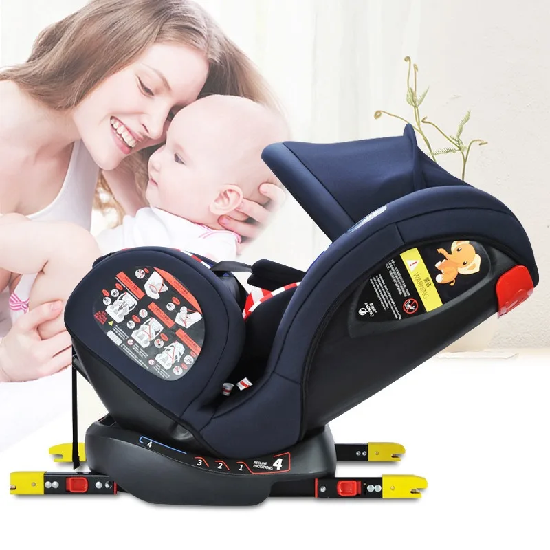 Регулируемое детское автокресло безопасности От 0 до 12 лет/9-36 кг портативное детское автомобильное сиденье ISOFIX жесткий интерфейс пятиточечный жгут детское автомобильное сиденье - Цвет: Тёмно-синий