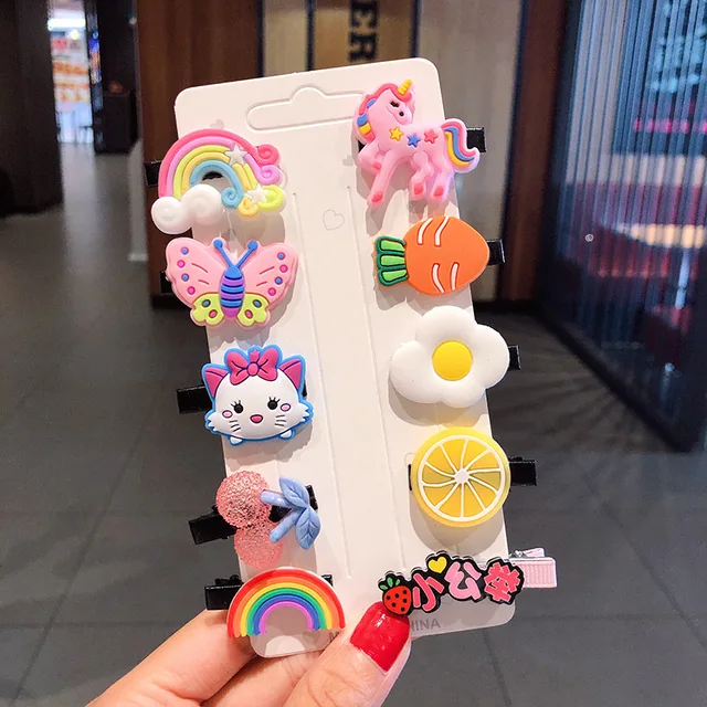 10PCS/Set New Girls Cute Cartoon Ice Cream Unicorn Hair Clips Kids Lovely Hairpins Headband Barrettes Fashion Hair Accessories 7