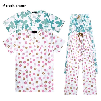 

Short-sleeved Medical Uniform Printing Hospital Doctor Nurse Dental Clinic Beauty Salon Workwear Clothes uniform tops/pant/Suits