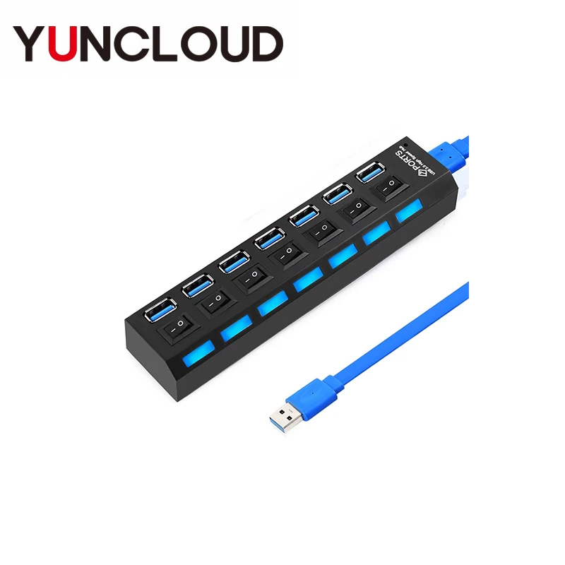 Высокоскоростной портативный usb-хаб YUNCLOUD сплиттер USB 3 0 4/7 портов вкл./выкл.