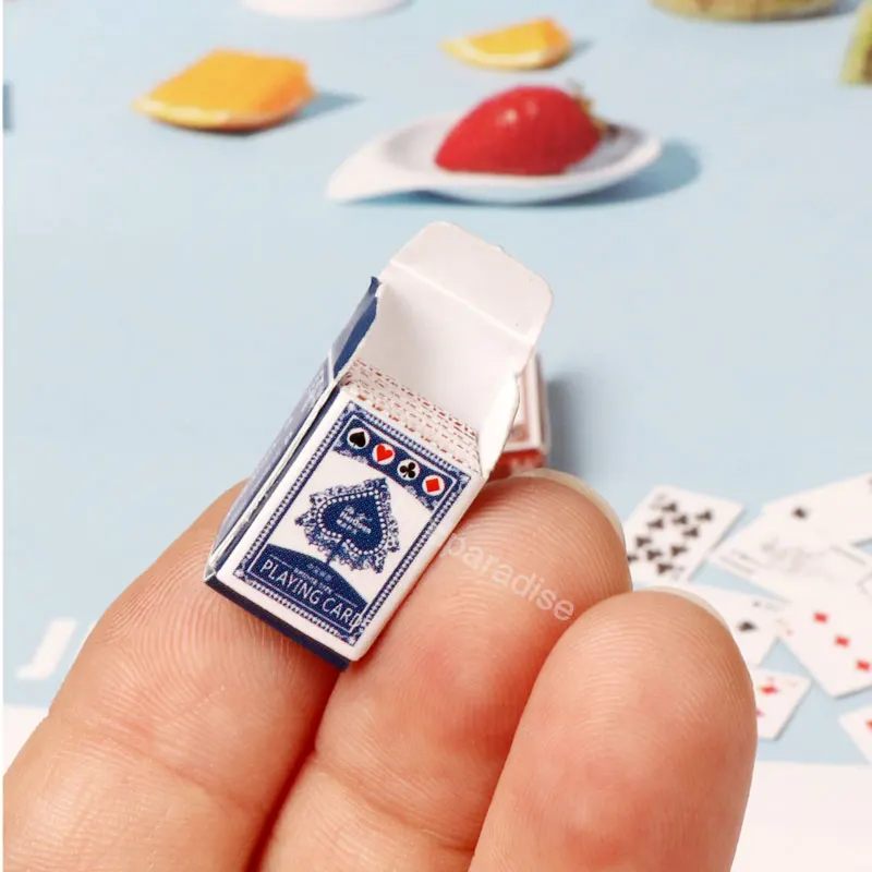 1Set Miniature Items Mini Poker Playing Cards Toys Pretend Play Poker for Barbie House 1/12 Dollhouse Decor Accessories Children 3