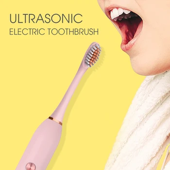 

Ultrasonic Electric Toothbrush Vibration Whitening Rechargeable Oral Hygiene Cleaning Replacement Teeth Brush Heads 1+2 Pcs