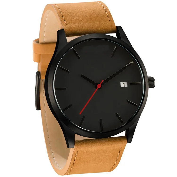 

Hot Selling MV Large Dial Men's Watch MT High-End Calendar-Style Business Quartz Watch Matte Leather Belt