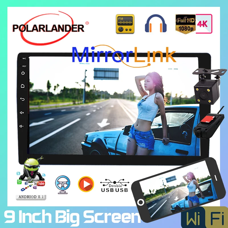 2 Din 9 ''Android 8 1 усилитель Bluetooth FM черный автомобильный радиоприемник Android GPS