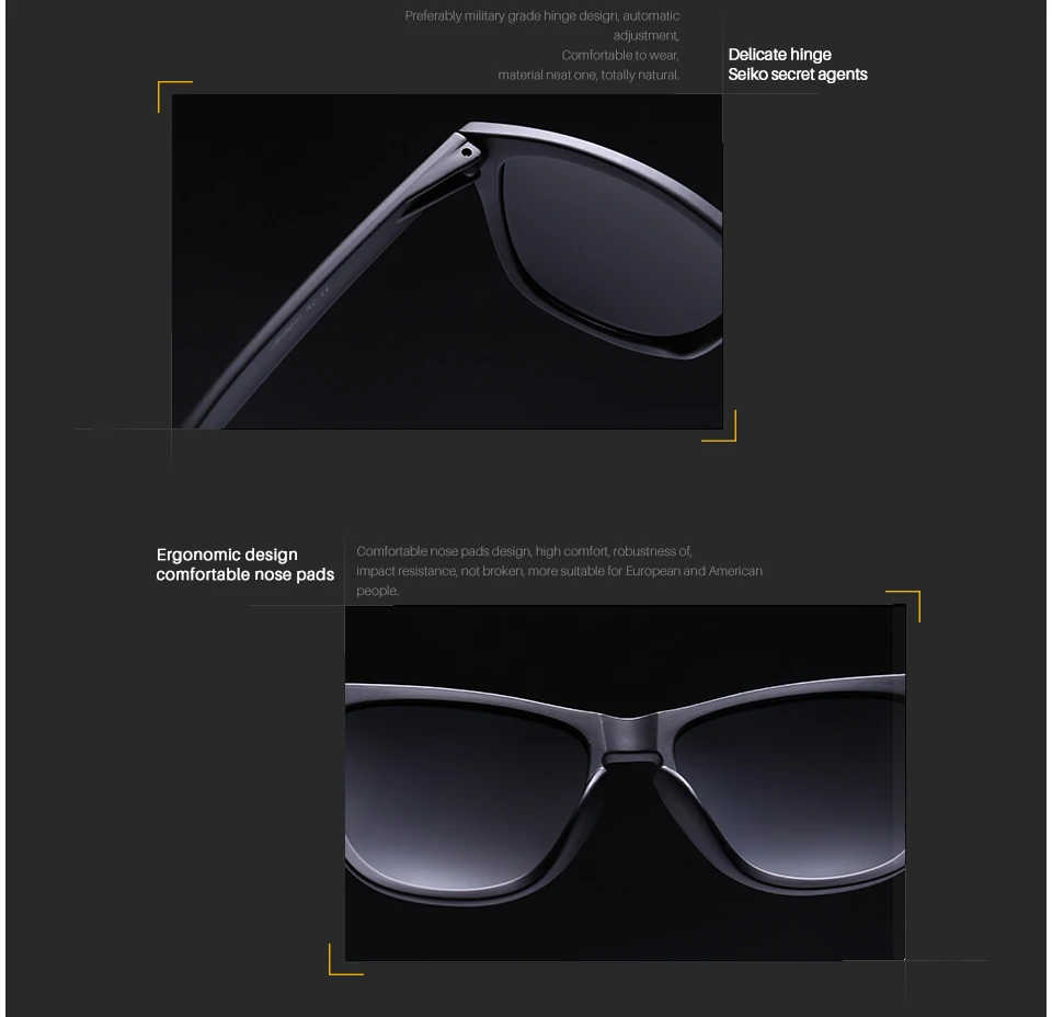 Hindfield, Винтажные Солнцезащитные очки, мужские, поляризационные, водительские очки, высокое качество, классические, мужские, солнцезащитные очки, черные, O515