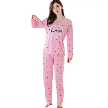 

Women Pajamas Set Temperament Simple Generous Spring Autumn Thin Cartoon Printed Comfort Soft Long Sleeve Cute Sleepwear
