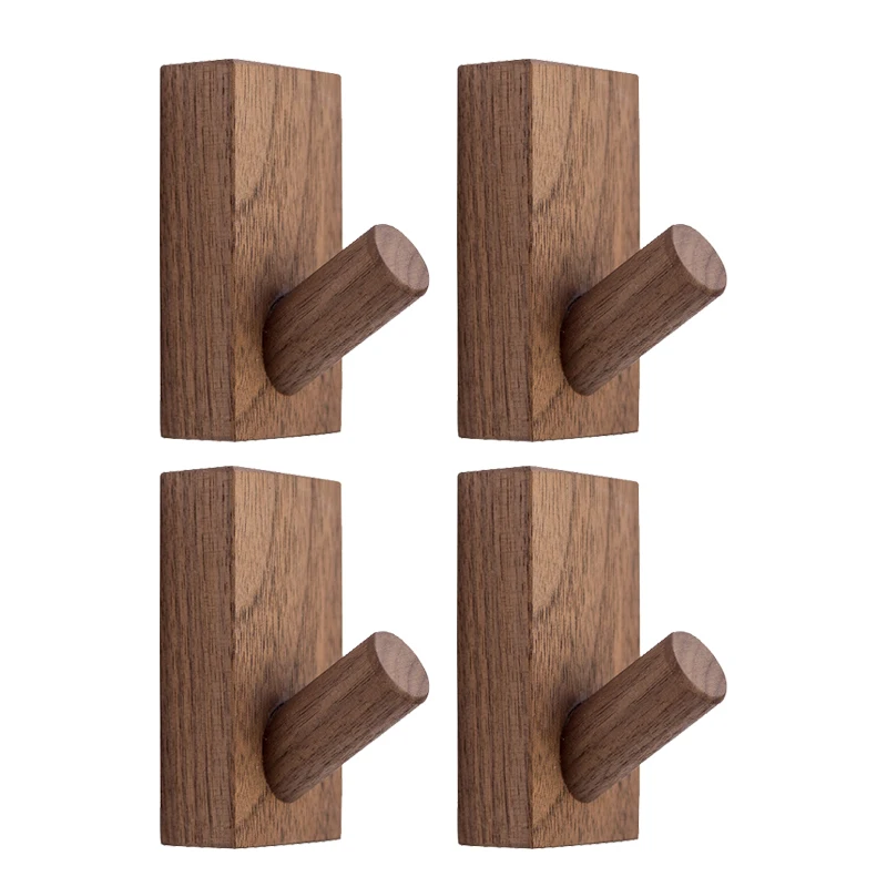 

4 Pack Wood Wall Hooks Hat Rack,Coat Hooks Wall Mounted, Decorative Hooks Organizer Hat Hanger Towel Rack