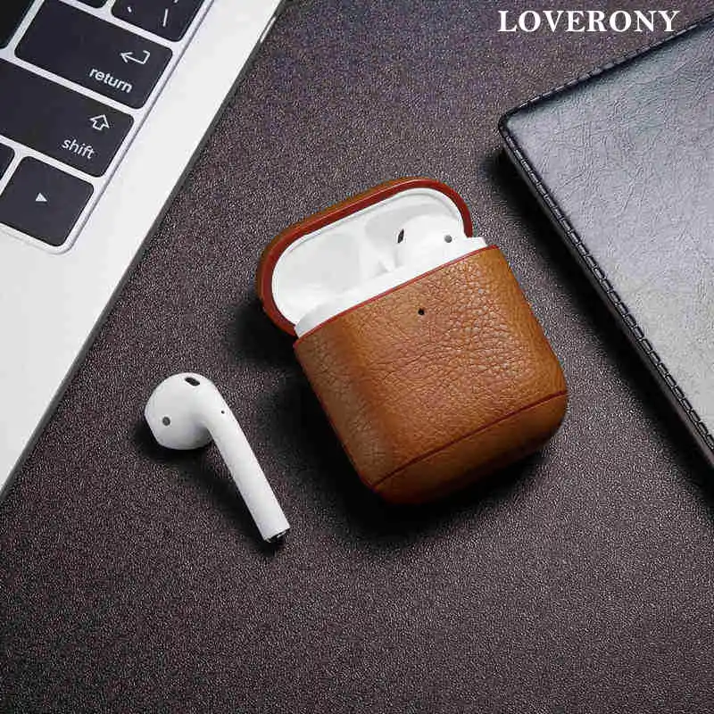

LOVERONY Vintage Leather Bluetooth Earphone Case For AirPods 2 1 Headpset Protection Cover i12 Tws Case Keychain Coque Air pods