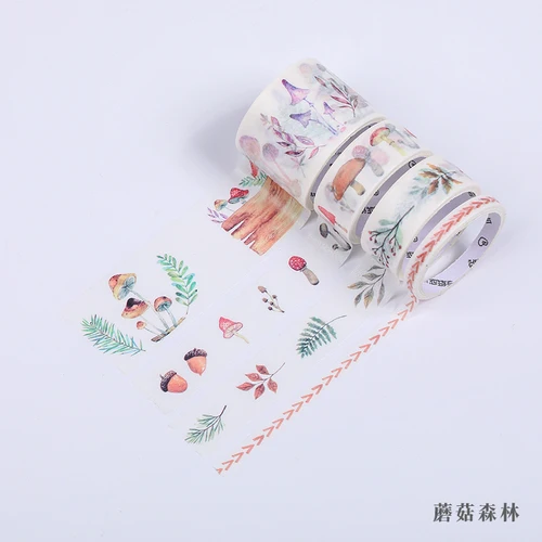 Mashroom Forest 4 шт./лот, винтажная лента для маскировки растений, Kawaii, Васи, лента, Bullet Journal, наклейка Sakura, DIY, наклейка, s, скрапбукинг, канцелярские принадлежности - Цвет: Mashroom Forest