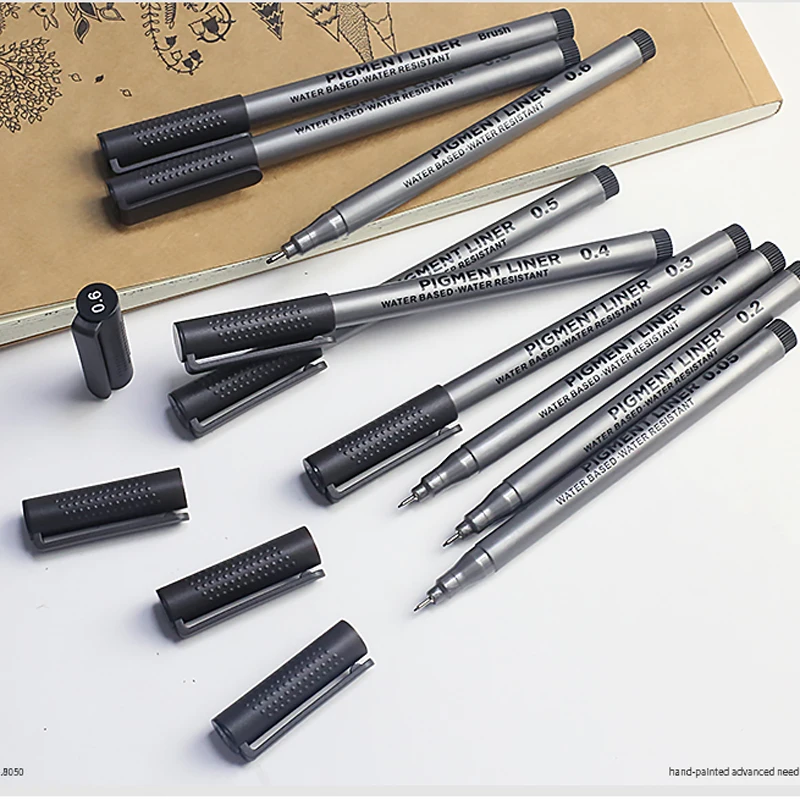 Jupai 9Pcs/set Pigment Liner Micron Sketching Pen Set Neelde