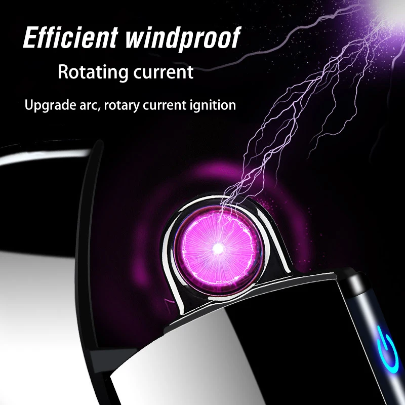 Unusual Rotating Plasma Lighter Electronic Pulse USB Electric Turbo Windproof Rechargeable Gift for Men | Дом и сад