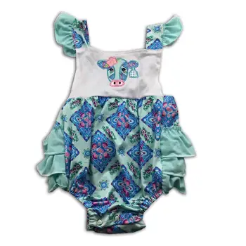 

embroidery farm printed baby girl ruffle cute romper