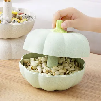 

Double Layer Candy Boxes Creative Pumpkin Shaped Desktop Decoration Storage Trays Home Living Room Table Fruit Snacks Organizer