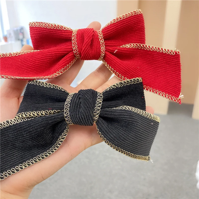 

Sweet Girl Hair Clips Bows Winter Corduroy Barrette Vintage Hairpins Women Girls BB Hairgrip Korean Fashion Hair Accessories
