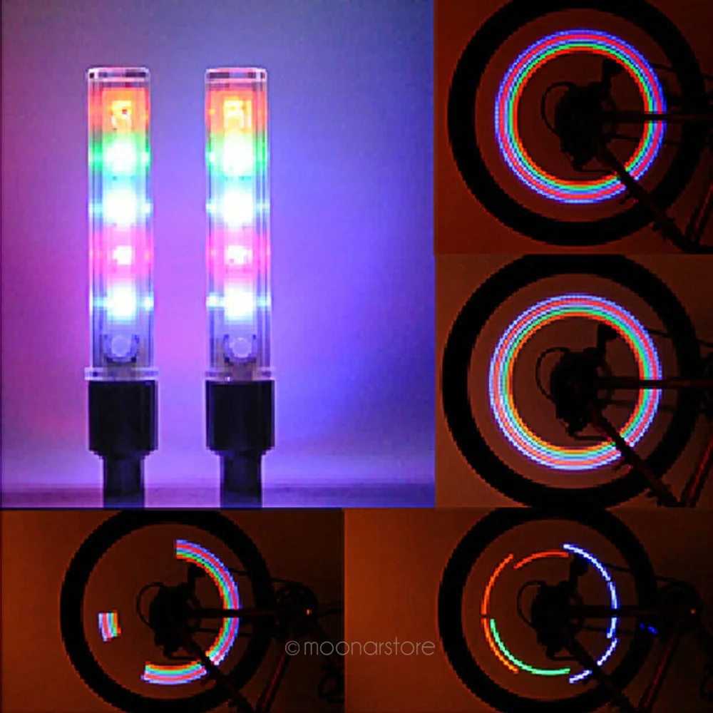 Clearance Bike Bicycle Cycling Car Tyre Wheel Neon  Firefly Spoke LED Light Lamp 5LED Colorful Light Lamp for Night Cycling 7