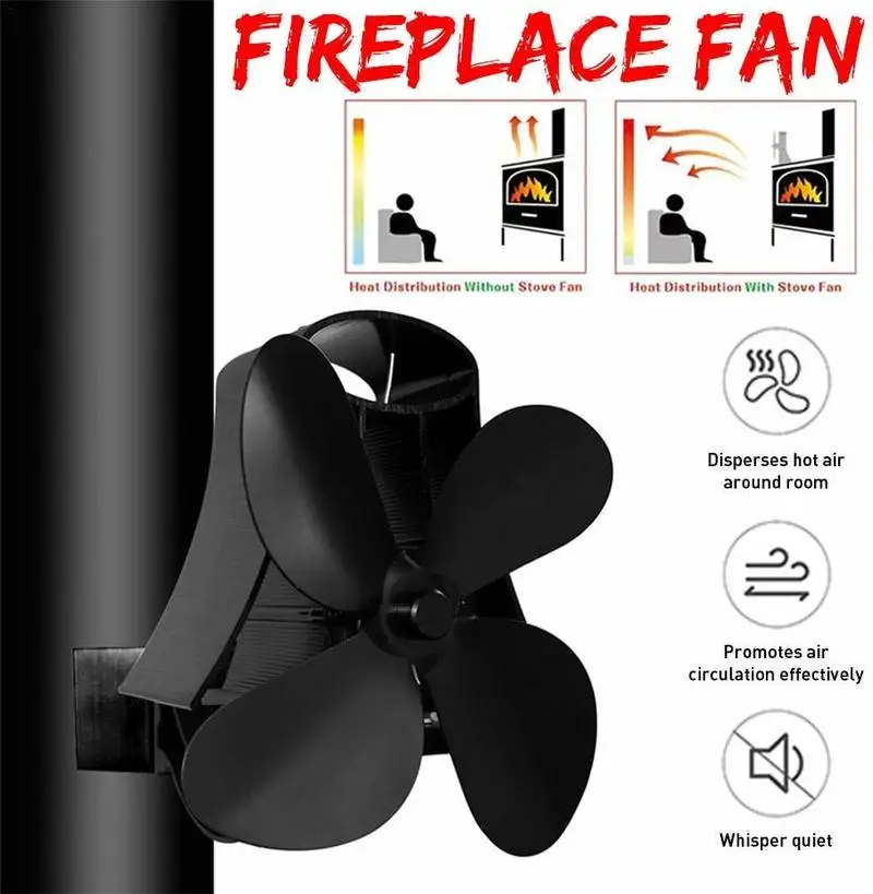 Fireplace Fan New High Temperature Magnet Camping Stove Fan 4 Blade Wall Mounted Household Fireplace Fan Cooling