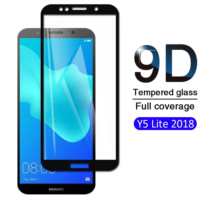 

9d tempered glass for huawei y5 lite 2018 screen protector full glue cover protective film on y 5 lite 5lite safety protection
