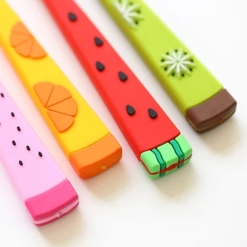 

1X Fresh Fruits Watermelon Lemon Silicone Gel Pen Rollerball Pen Stationery Black Ink 0.5mm