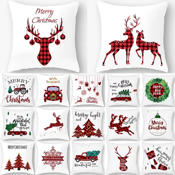 

Christmas Tree Letter Red Plaids White 45*45cm Polyester Pillow Case Decorative Sofa Home Car Decor Throw Pillowcover 40976