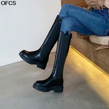 

Winter Stretch Elastic Knee High Boots Long Boots Women's Riding Boots 2020 New Autumn Thick Bottom Chelsea Booties Shoes Women