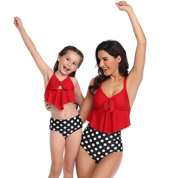 

Mommy and Me Swimwear Bikini Mother and Daughter Swimsuits Family Matching Clothes Look Mom and Girls Beachwear Dress