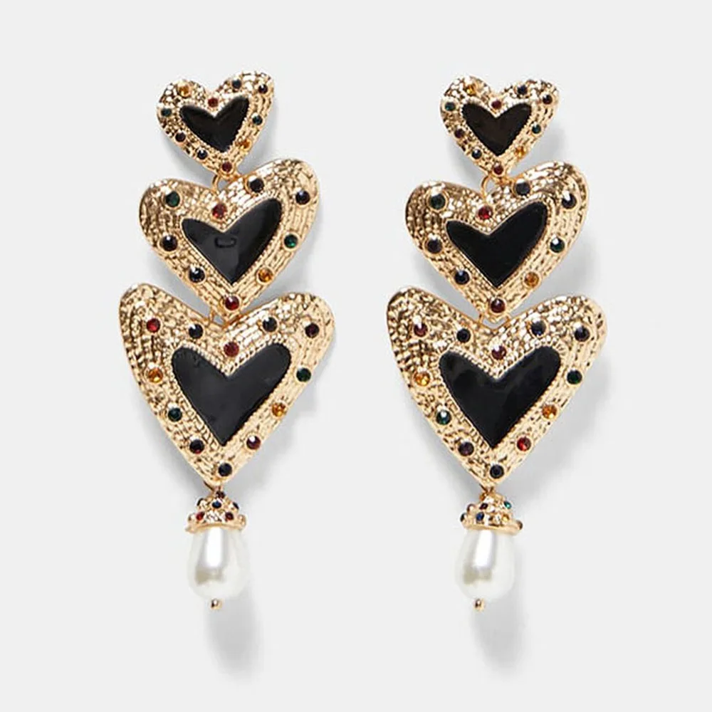 Vedawas ZA, женские свадебные серьги с черными кристаллами, Boho, имитация жемчуга, геометрический бант, подарки для девушек, массивные серьги - Окраска металла: 17