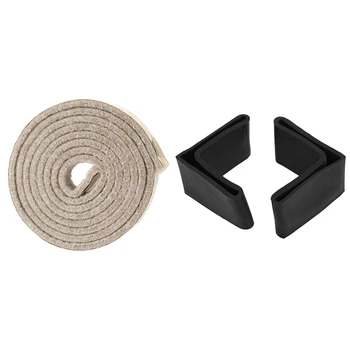 

1 Pcs Self-Stick Heavy Duty Felt Strip Roll Creamy-White & 10 Pcs 50 X 50mm L Shaped Furniture Angle Rubber Foot Covers