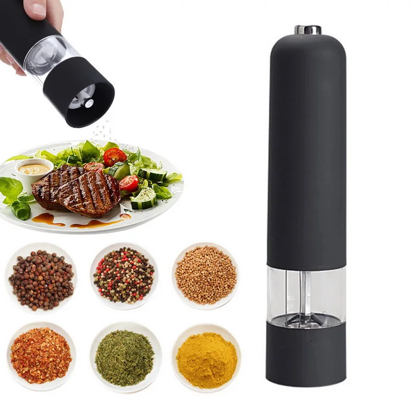 Electric Pepper Grinder Salt Spice Herbal Containers with LED Lights Mill Adjustable Coarseness Home Kitchen Cooking BBQ Tools|Mills| - AliExpress