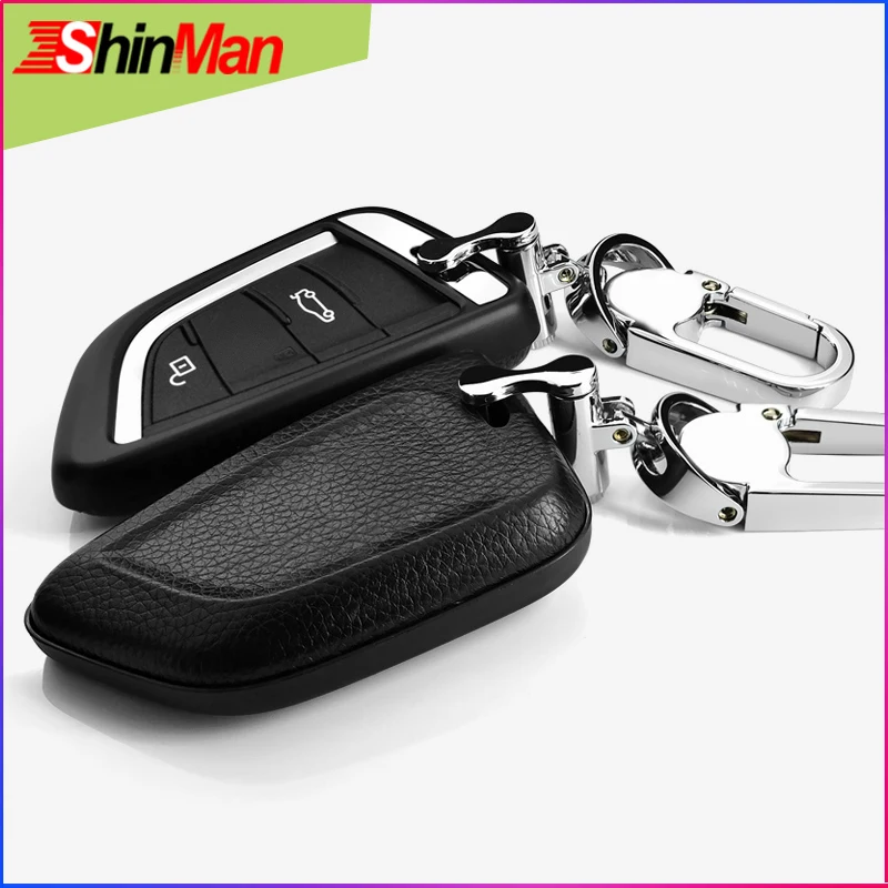 Чехол для ключей ShinMan из коровьей кожи + ABS защитный чехол BMW X1 X5 X6 2 серии 5 7 2014 2017