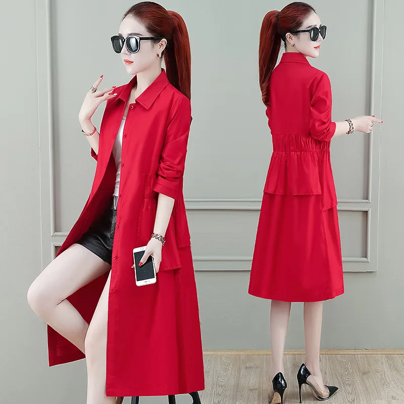 

Trench Coat Women's Mid-length 2019 Autumn New Style British Style Spring And Autumn Popular Overcoat WOMEN'S Dress Long over-th