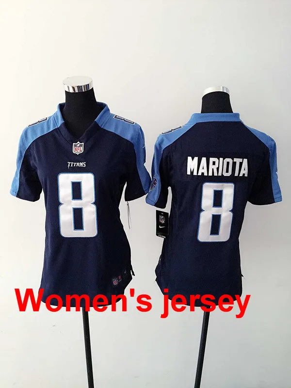 A+++ Для женщин женские сшитые Высокое качество Теннесси s женские 8 Маркус Mariota с вышитыми логотипами размеры s до XXL Джерси - Цвет: Серый