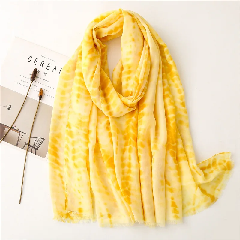2023 Luxury Brand Yellow Leopard Dot Fringe Viscose Shawl Scarf Lady Print Soft Wrap Pashmina Stole Bufandas Muslim Hijabs Sjaal