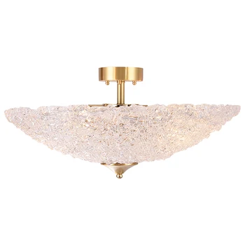 

Hot sale indoor lighting hotel decor round copper crystal led ceiling lamp