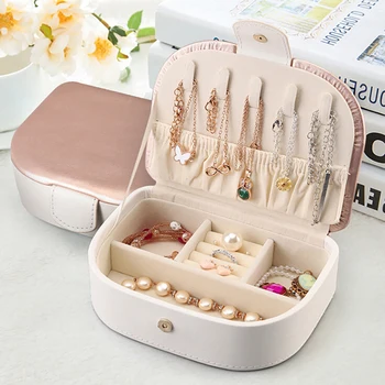 

PU Jewelry Box Portable Travel Organizer Display Storage Boxes Large Size Multi-function Necklace Earring Ring Box For Jewelry