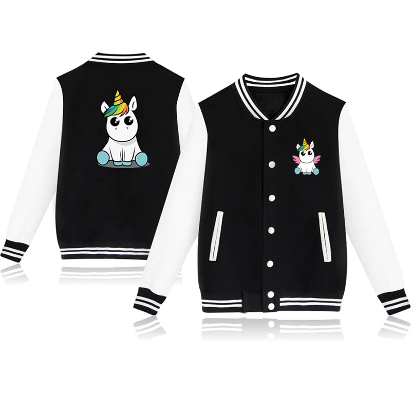 

Harajuku Long Sleeve Baseball Uniform Unicorn Streetwear Jacket Coat Women Men Hip Hop Baseball Jacket Unisex O-Neck Clothes