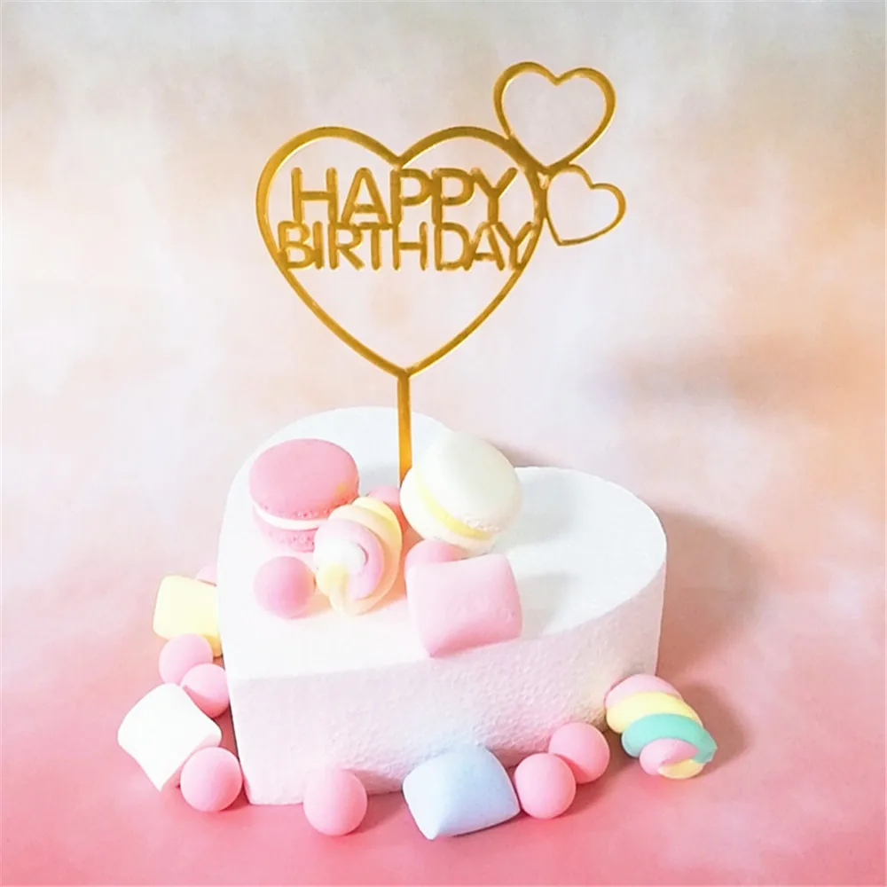 Золотая акриловая чашка Топпер для торта в форме сердца &quotсделай сам&quot