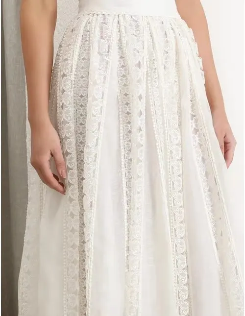 Женская осенне зимняя элегантная белая юбка костюм высокого класса бабочка вышивка аппликация вечерние комплект из двух предметов