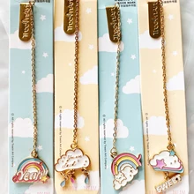 1 шт. Милая Радуга и облако Подвеска из металлической цепочки маркер Закладка страницы студенческие канцелярские принадлежности Школьные офисные принадлежности подарок